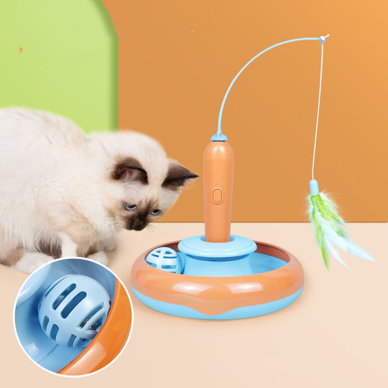 2 - in - 1 Interactive Cat Toy – Feather + Turntable Fun! - Ferano Pet2 - in - 1 Interactive Cat Toy – Feather + Turntable Fun!Ferano Pet2 - in - 1 Interactive Cat Toy – Feather + Turntable Fun!Orange Blue