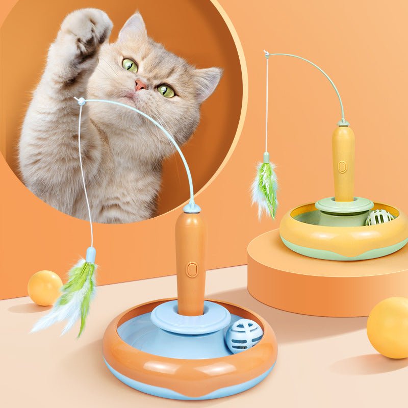 2 - in - 1 Interactive Cat Toy – Feather + Turntable Fun! - Ferano Pet2 - in - 1 Interactive Cat Toy – Feather + Turntable Fun!Ferano Pet2 - in - 1 Interactive Cat Toy – Feather + Turntable Fun!Orange Blue