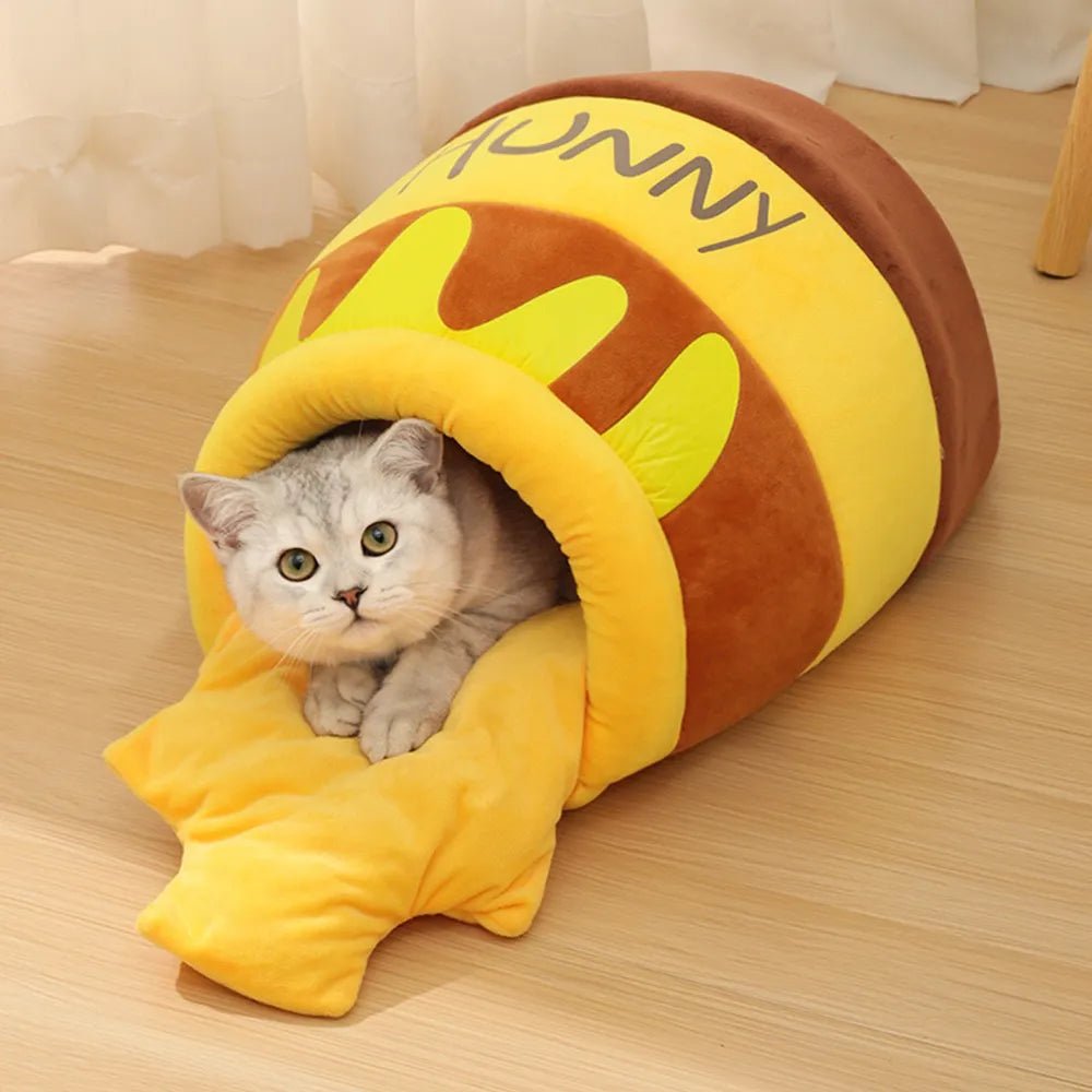 Adorable Honey Jar Theme Cat Bed - Ferano PetAdorable Honey Jar Theme Cat BedFerano PetAdorable Honey Jar Theme Cat Bed