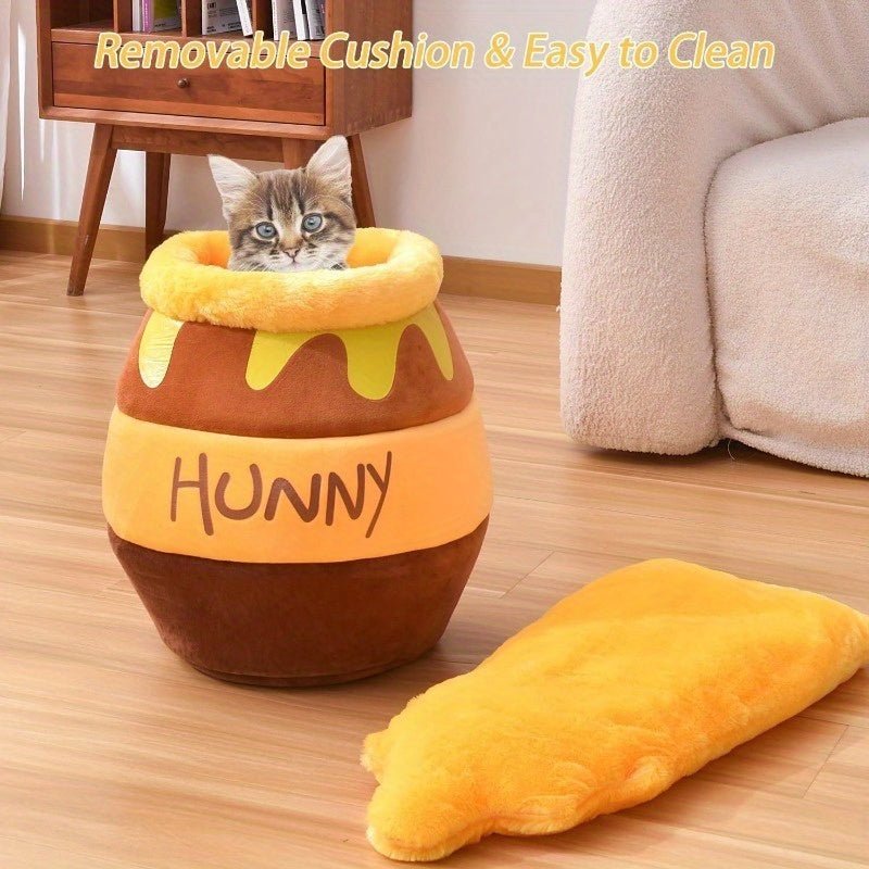 Adorable Honey Jar Theme Cat Bed - Ferano PetAdorable Honey Jar Theme Cat BedFerano PetAdorable Honey Jar Theme Cat BedCat Cave Bed