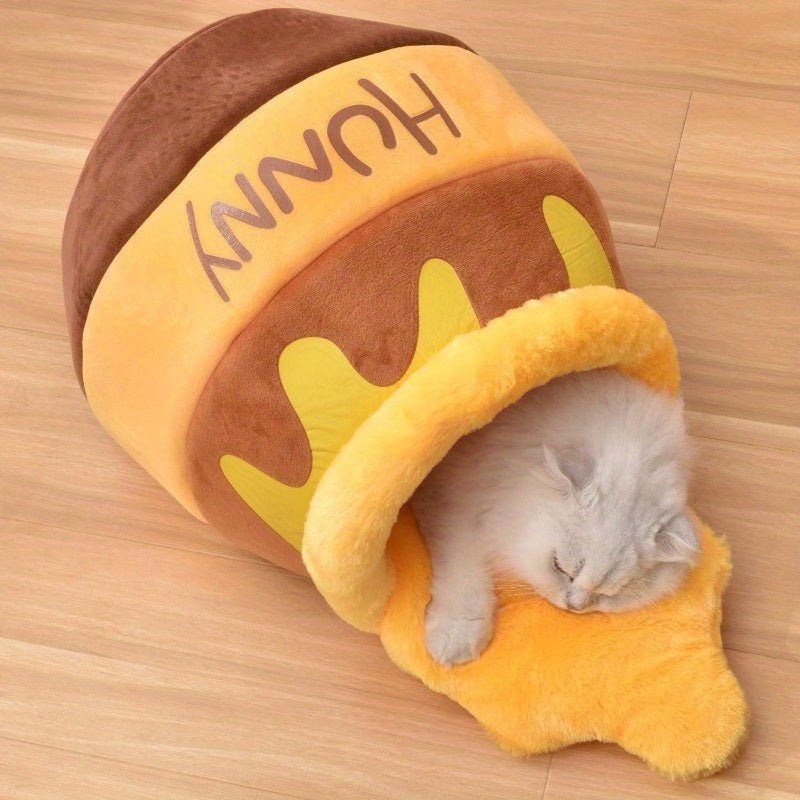 Adorable Honey Jar Theme Cat Bed - Ferano PetAdorable Honey Jar Theme Cat BedFerano PetAdorable Honey Jar Theme Cat BedCat Cave Bed