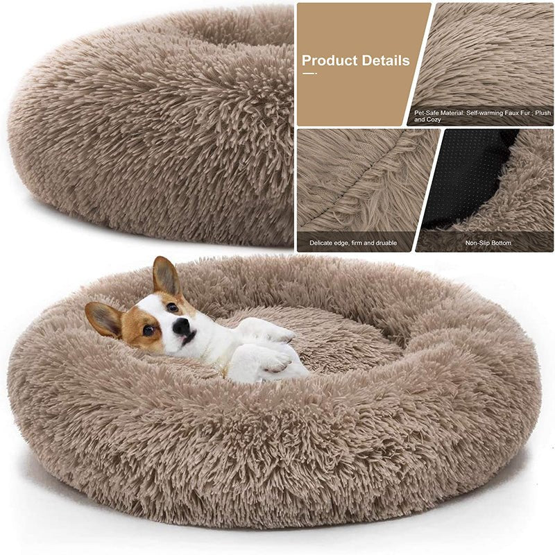 Comfortable Donut Bed for Pets - Ferano PetComfortable Donut Bed for PetsFerano PetComfortable Donut Bed for PetsSize SBeige
