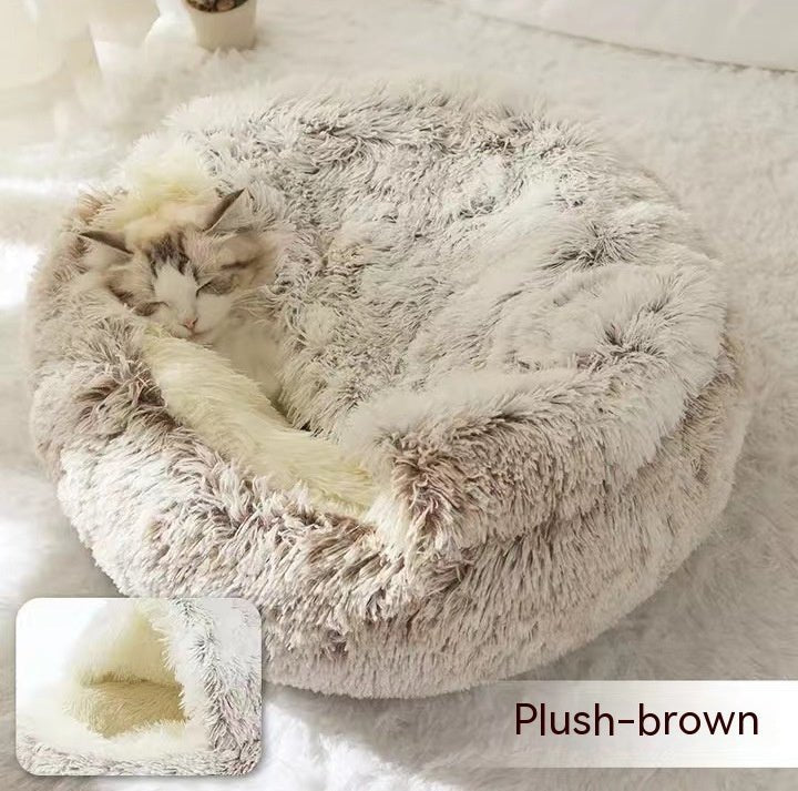Cozy 2 - in - 1 Pet Bed | Warm Cave House for Dogs & Cats - Ferano PetCozy 2 - in - 1 Pet Bed | Warm Cave House for Dogs & CatsFerano PetCozy 2 - in - 1 Pet Bed | Warm Cave House for Dogs & CatsBrown 40cm setC