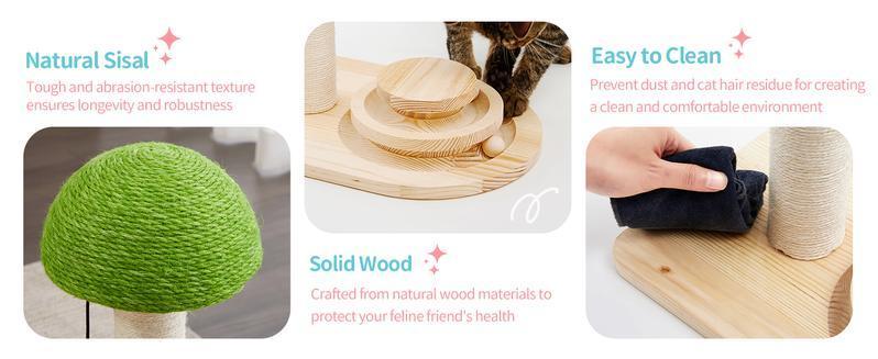 Mushroom Interactive Cat Scratching Toy | 2 - in - 1 Ball Track & Sisal Post - Ferano PetMushroom Interactive Cat Scratching Toy | 2 - in - 1 Ball Track & Sisal PostFerano PetMushroom Interactive Cat Scratching Toy | 2 - in - 1 Ball Track & Sisal PostWood
