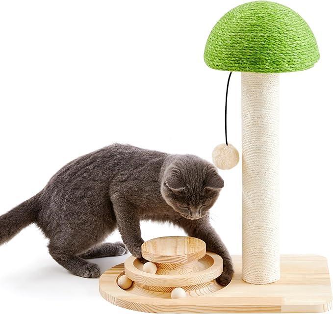 Mushroom Interactive Cat Scratching Toy | 2 - in - 1 Ball Track & Sisal Post - Ferano PetMushroom Interactive Cat Scratching Toy | 2 - in - 1 Ball Track & Sisal PostFerano PetMushroom Interactive Cat Scratching Toy | 2 - in - 1 Ball Track & Sisal PostWood