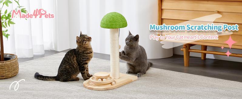 Mushroom Interactive Cat Scratching Toy | 2 - in - 1 Ball Track & Sisal Post - Ferano PetMushroom Interactive Cat Scratching Toy | 2 - in - 1 Ball Track & Sisal PostFerano PetMushroom Interactive Cat Scratching Toy | 2 - in - 1 Ball Track & Sisal PostWood