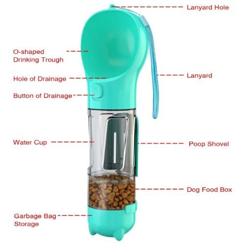 Portable Pet Feeder Water and Food - Ferano PetPortable Pet Feeder Water and FoodFerano PetPortable Pet Feeder Water and Food300ml + toilet bag boxLake blue