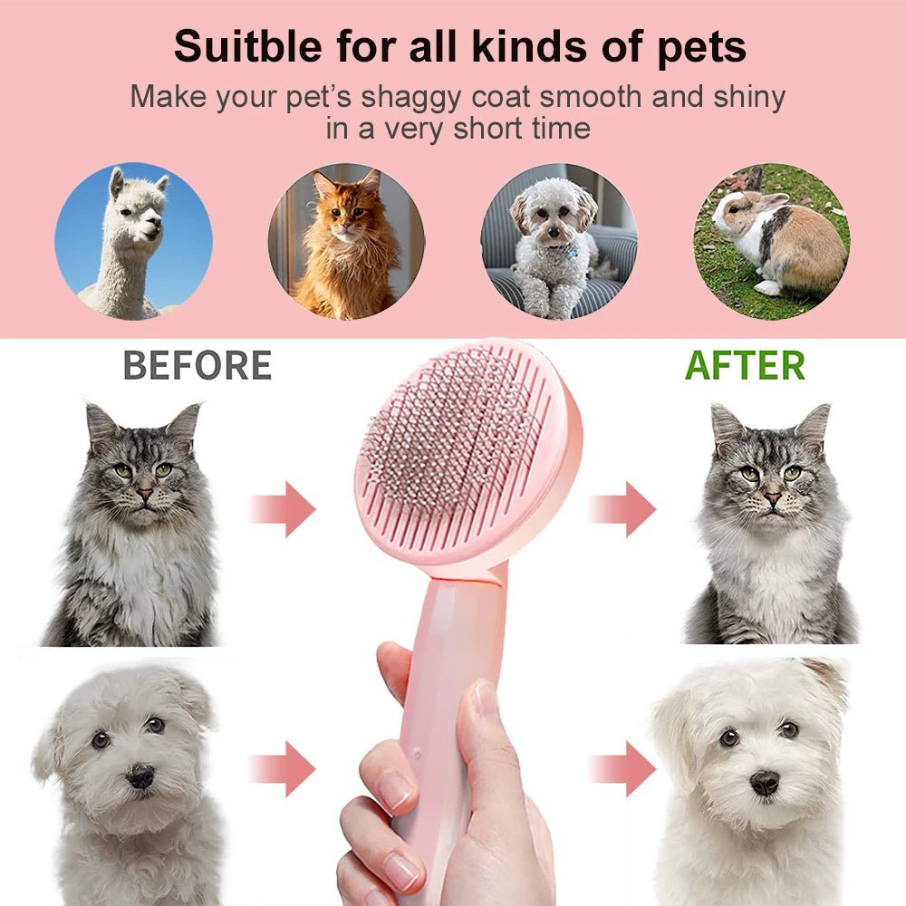 Self - Cleaning Pet Brush - Ferano PetSelf - Cleaning Pet BrushFerano PetSelf - Cleaning Pet BrushWhite Pink